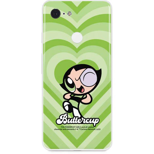 Cartoon Network Powerpuff Girls Buttercup Green Hearts Google Pixel 3 Skin